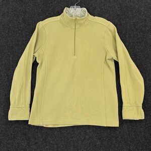 Orvis Sweater Women's Medium Sage Green Quarter 1/4 Zip Pullover Ribbed Knit